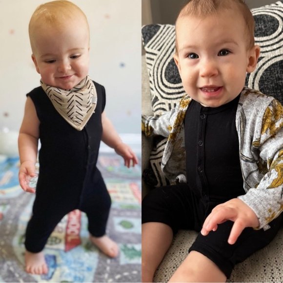 Kyte babyBlack Sleeveless Button Romper In MidnightSize 0-3 Months